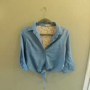 Poetry button down crop top